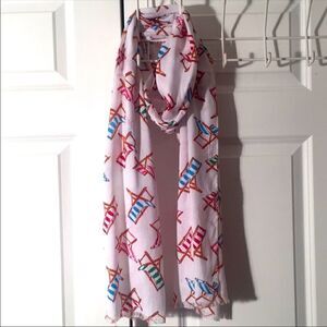 Talbots Rare Lounge Chair Print Summer Scarf Wrap